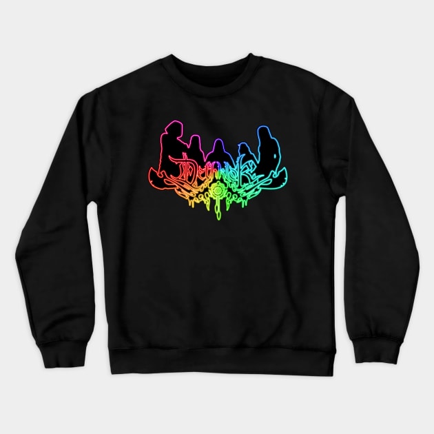 Rainbow Neon Sign Dethklok Logo Crewneck Sweatshirt by gkillerb